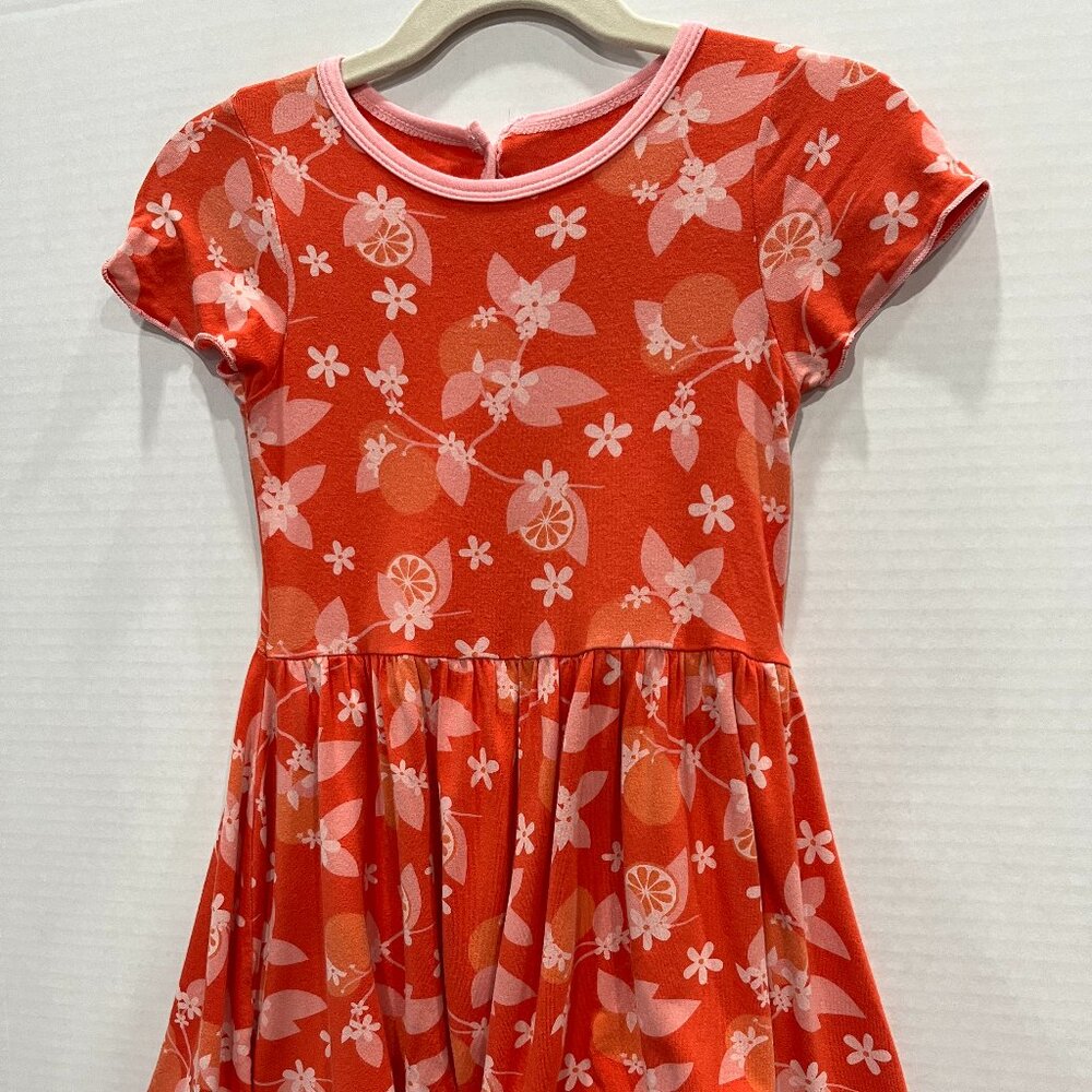 Girl - 2T - Kickee Kids Print Flutter Sleeve Twirl Dress Orange Blossom
